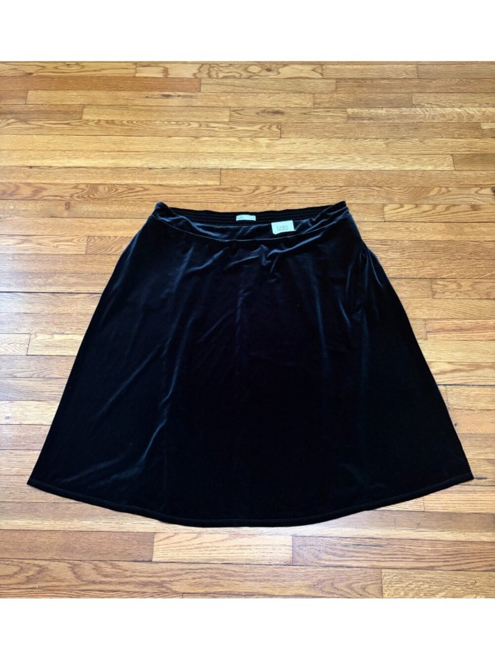Croft & Barrow Womens Velvel Skirt Plus 2X Black Elastic Waist Pull On Midi NWT